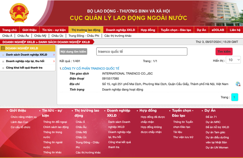 Cách để tra cứu Công ty XKLĐ được Bộ LĐ-TB&XH cấp phép